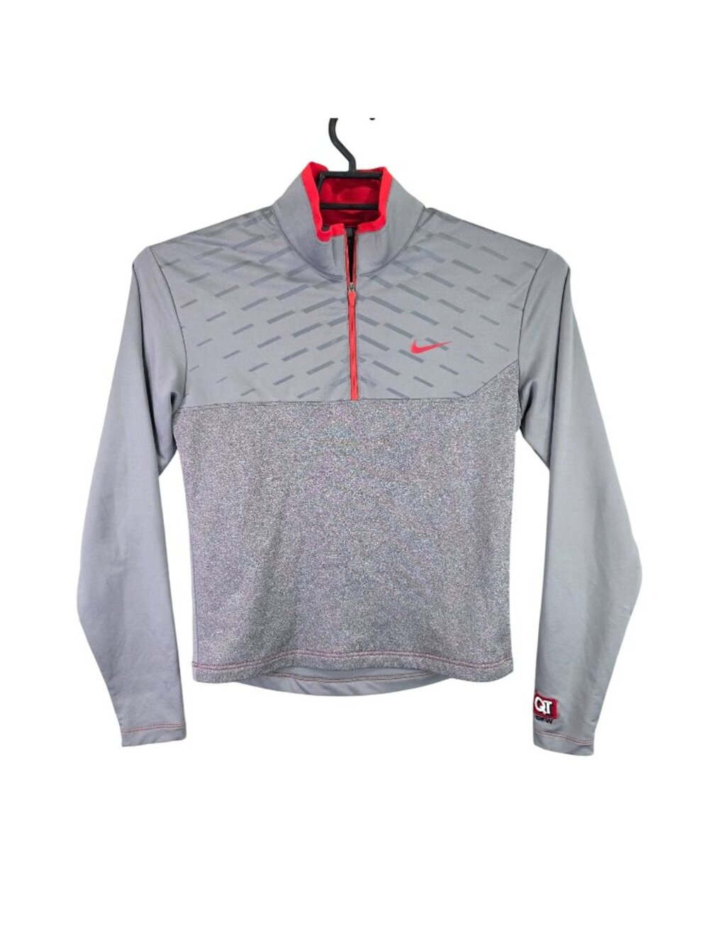 Men Nike Golf Gray & Red 1/4 Zip Pullover Tour Performance Dri-Fit Sweatshirt S